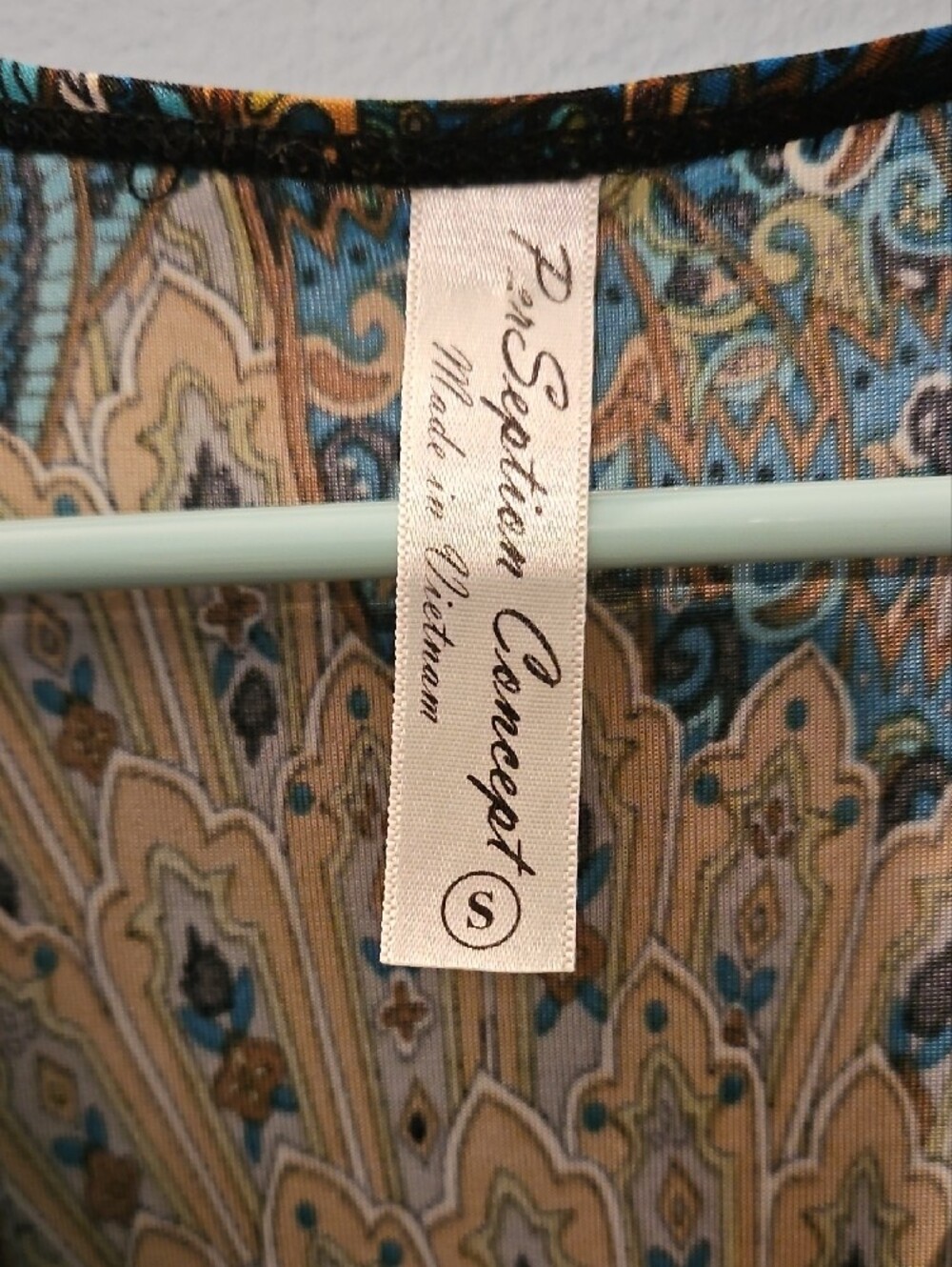 PerSeption Concept Teal, Gold and Black Printed Midi Dress - Picture 2 of 5
